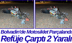 Bolvadin'de Motosiklet Parçalandı! Refüje Çarptı 2 Yaralı